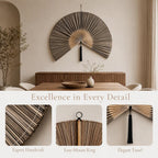Fan Wall Decor，Large Bamboo Wall Fan For Over Bed Hanging Headboard (A)