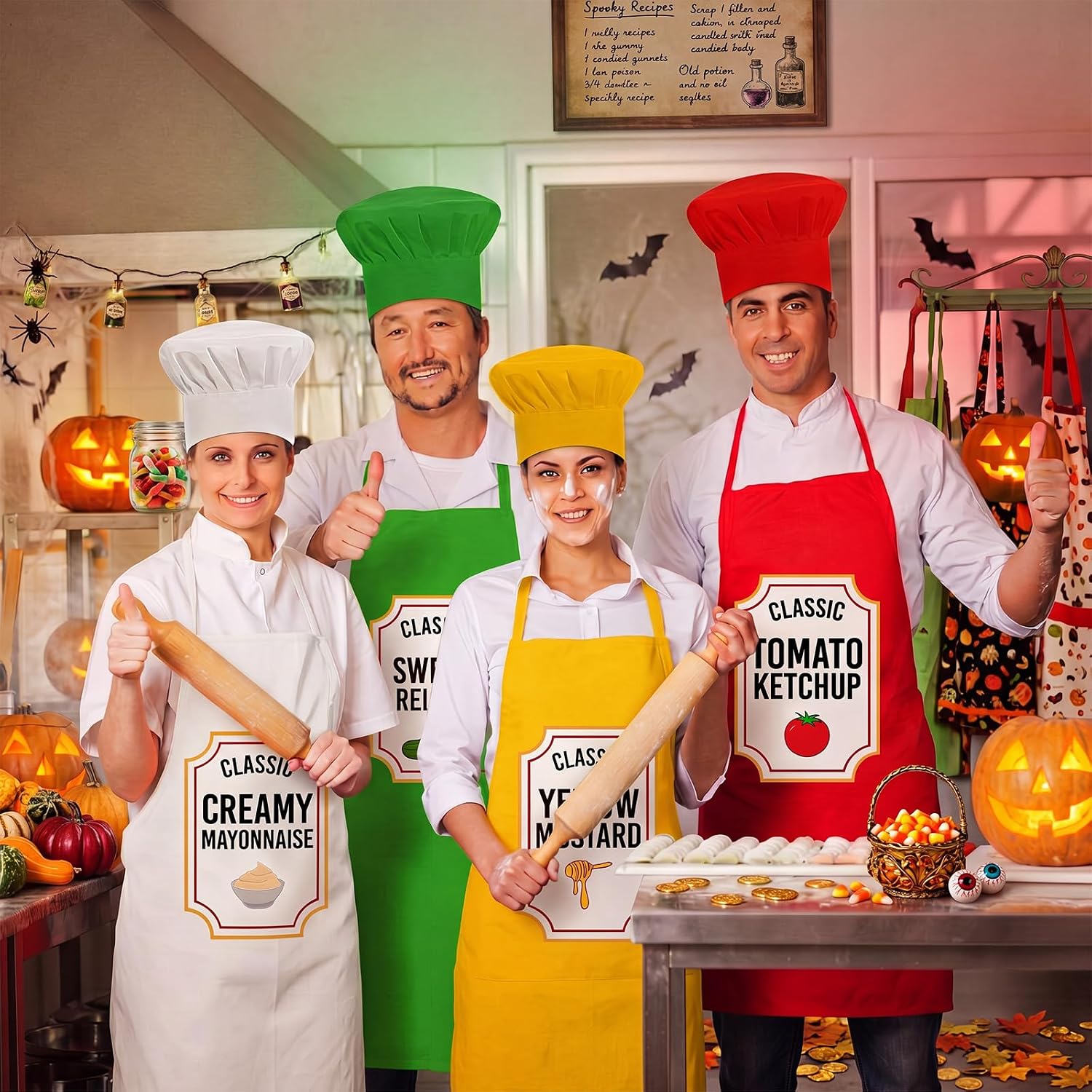 9 Set Funny Group Costume Apron with Hats