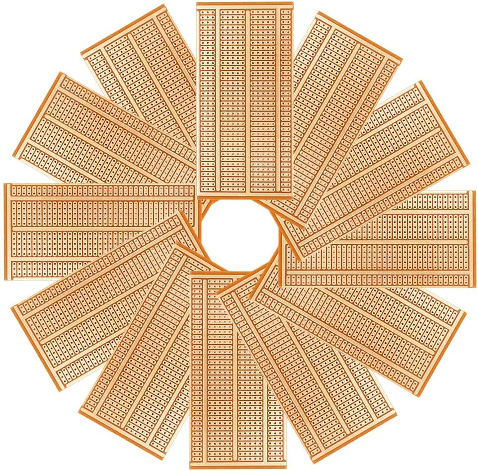 YUNGUI 50X100mm PCB Boards,12Pcs Copper Stripboards Prototype Perfboard for DIY Soldering Electronic Projects
