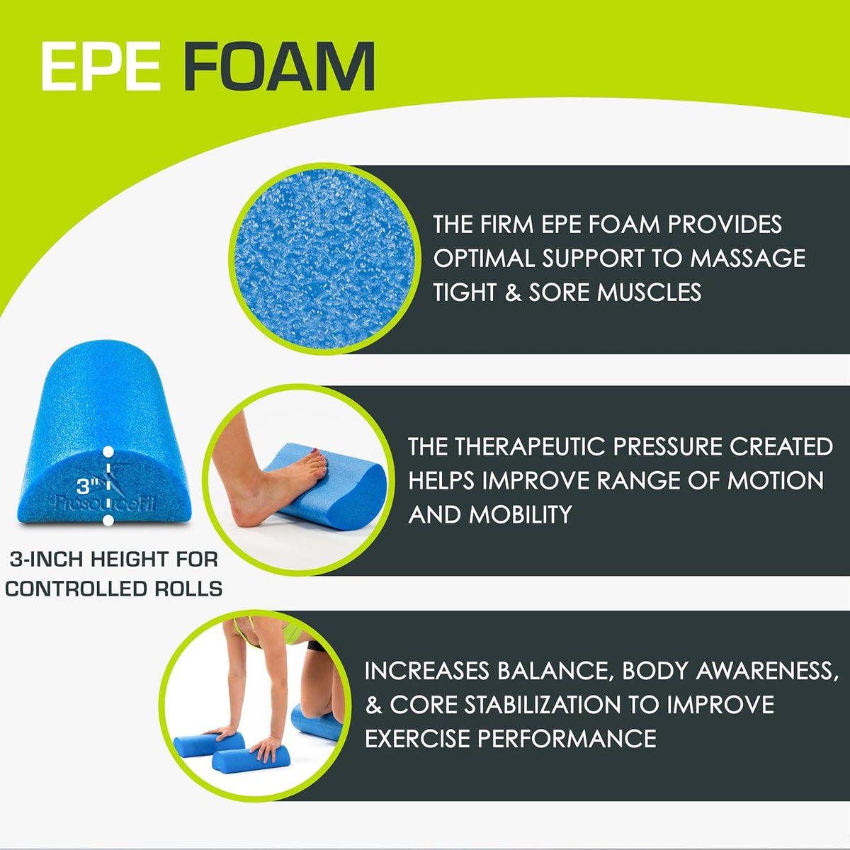 Flex Foam Rollers for Muscle Massage, Physical Therapy, Core & Balance Exercises Stabilization
