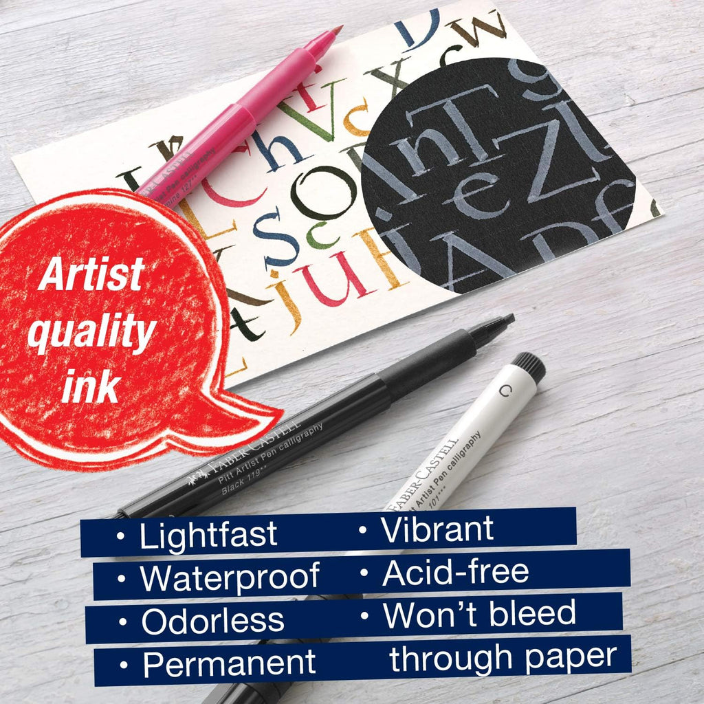 Pitt Artist Calligraphy Pens | 6 India Ink Pens, 2.5 mm Chisel Tip | Multicolor Calligraphy Pen Set for Lettering