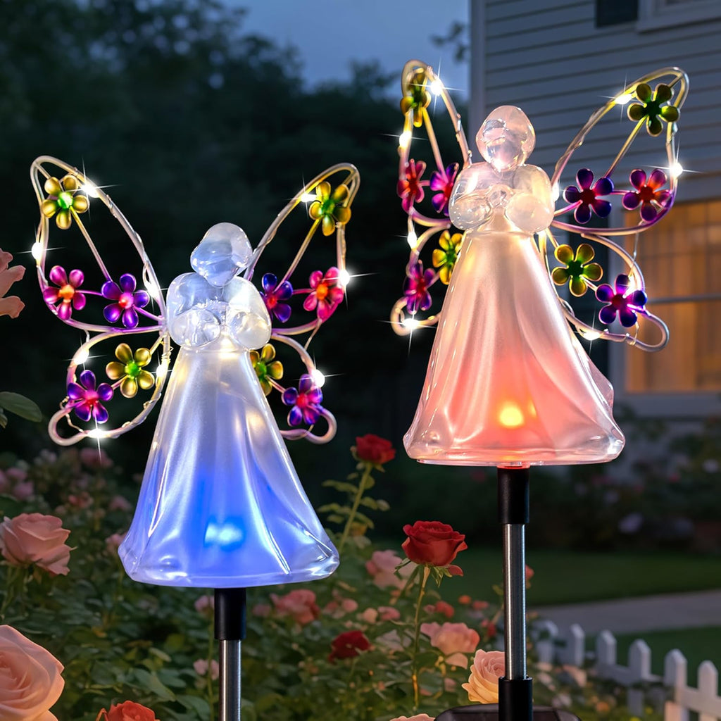 Angel Solar Lights for Cemetery Memorial Gift Grave Decorations Solar Angel Stake Lights Outdoor Waterproof Garden