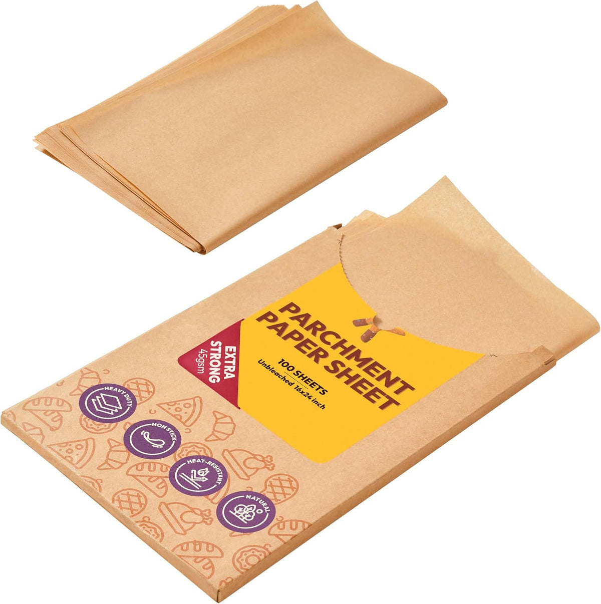 16x24 Inch Parchment Paper Sheets, 100Pcs Non-Stick Precut Baking Parchment, Unbleached Parchment Paper for Baking