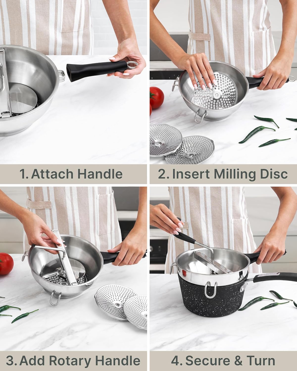 Hungry Artisan Compact Food Mill for Applesauce & Tomato Sauce