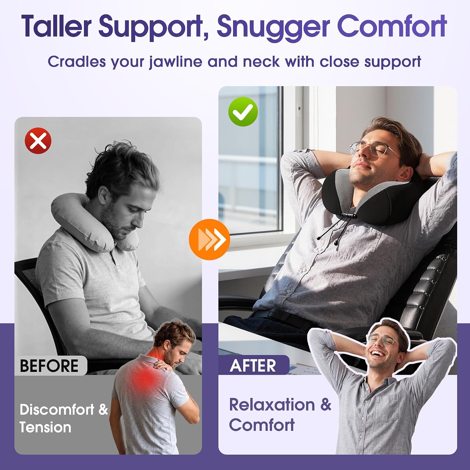 Travel Pillow for Airplane, Memory Foam Neck Pillow for Travel, Compact Flight Pillow with Eye Mask, Earplugs, Carry