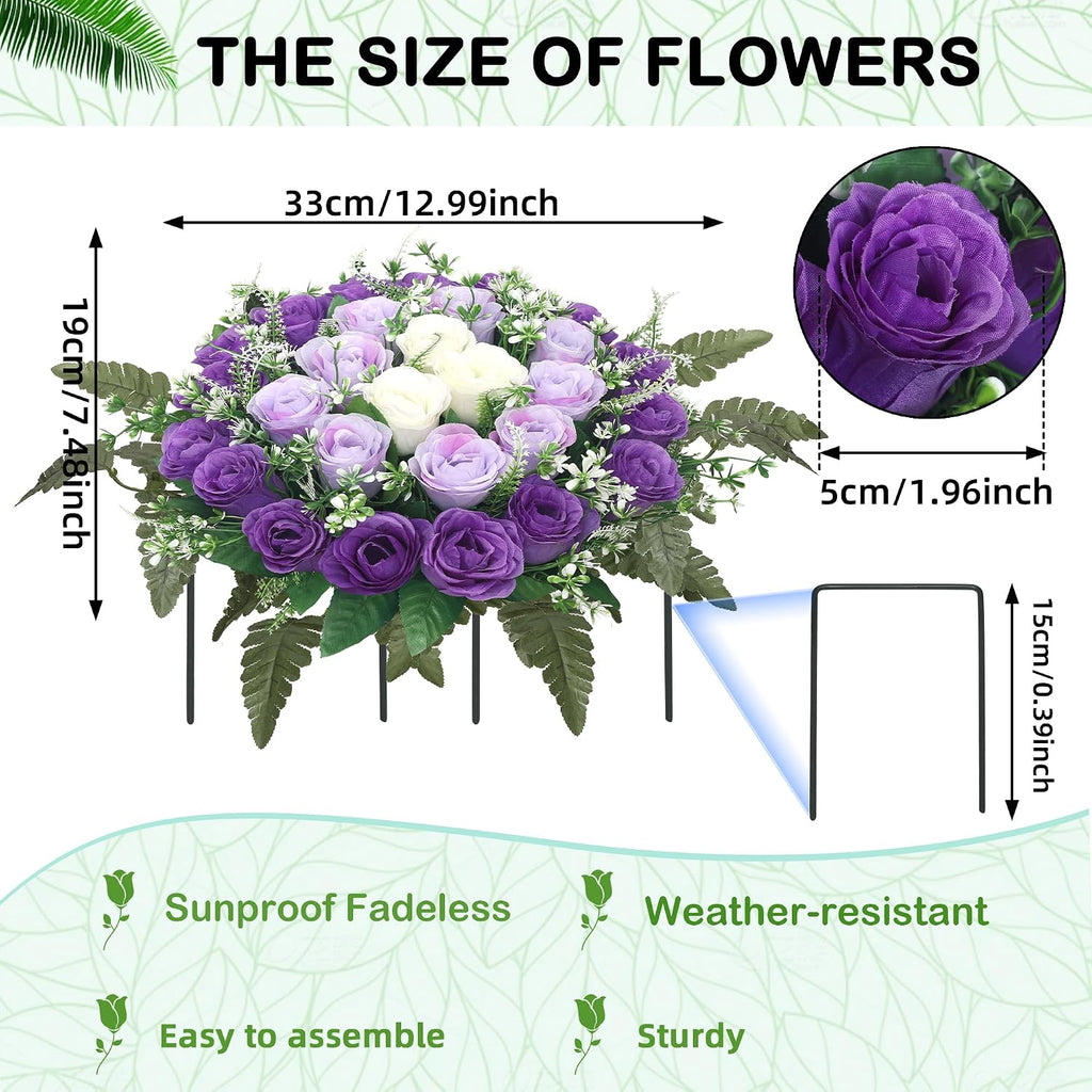 Artificial Cemetery Flowers,Silk Memorial Cake for Cemetery,Artificial Flower Centrepieces for Tables,Artificial Rose