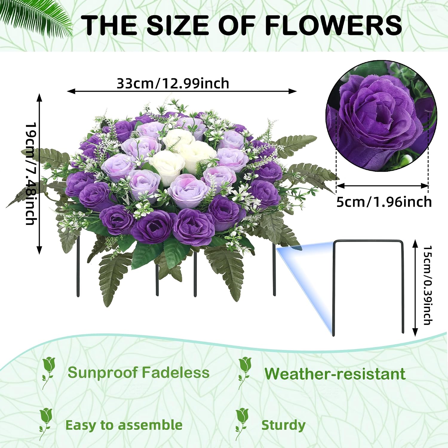 Artificial Cemetery Flowers,Silk Memorial Cake for Cemetery,Artificial Flower Centrepieces for Tables,Artificial Rose