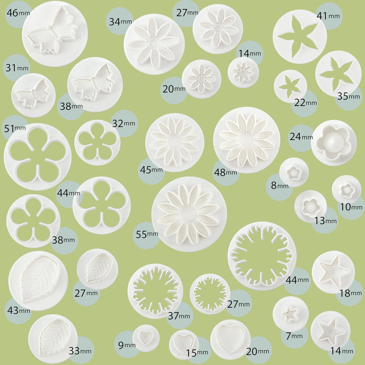 Fondant Modeling & Cutters Tools Set for Cake Decorating - 47 Pc
