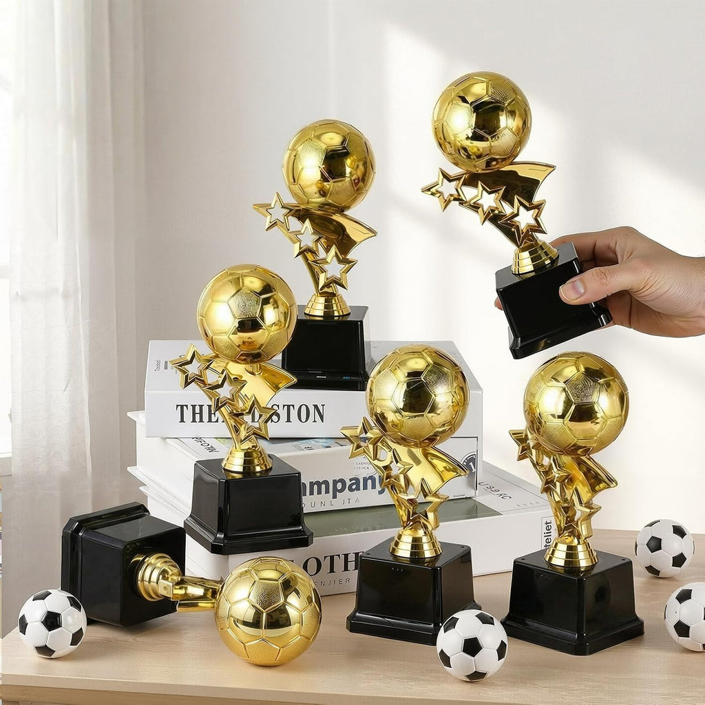 Soccer Trophies for Awards, 7.4 Inch Tall Gold Participation Plastic Trophy Cups Sports Tournament Contest Trophies
