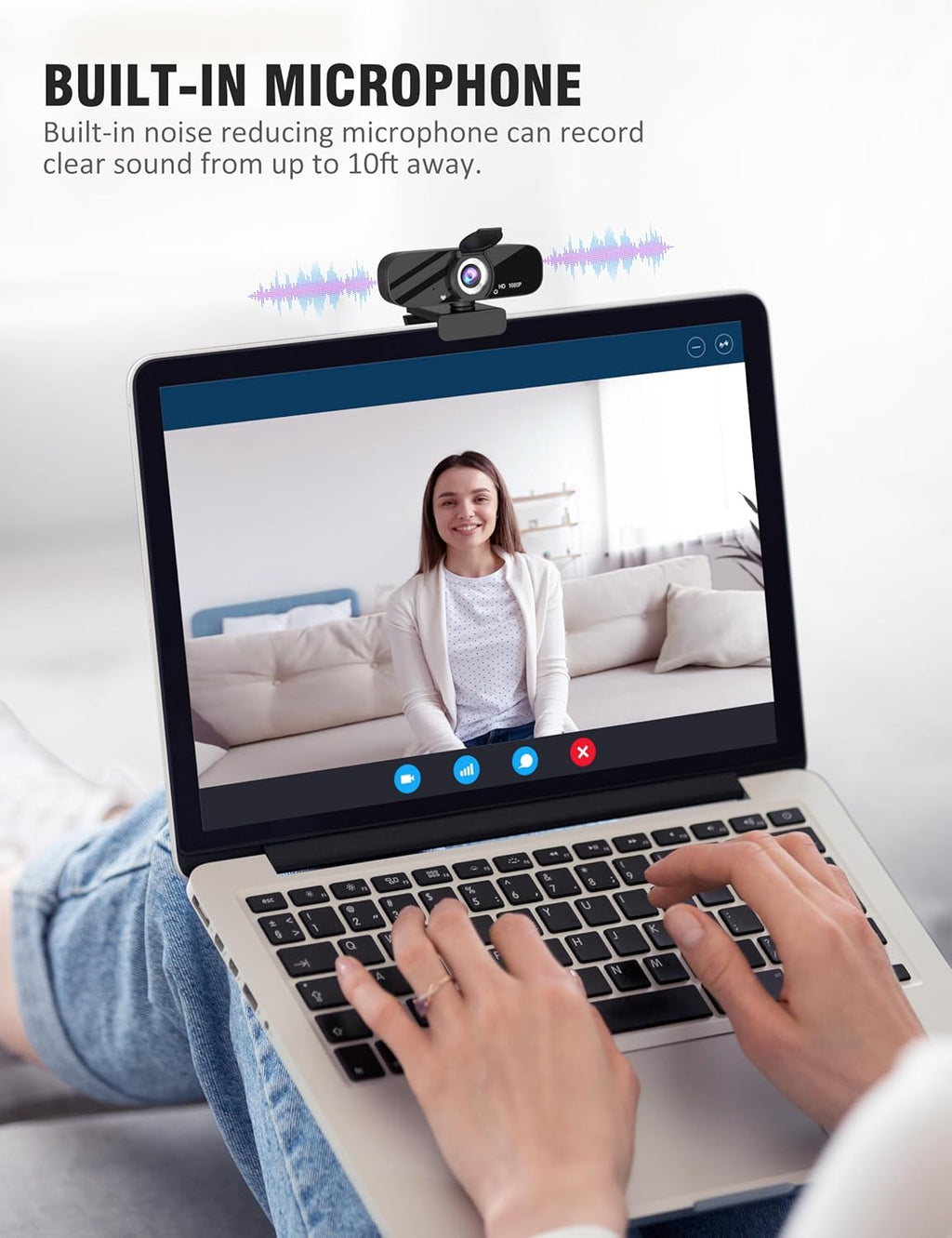 HD 1080P Webcam with Built-in Microphone and Rotatable Tripod, 1080P Video and Wide Angle Camera, Privacy Cover, for