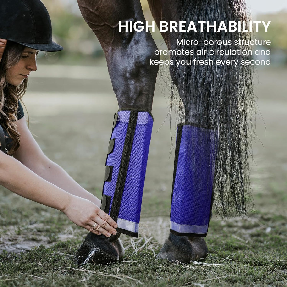 Fly Boots for Horses Set of 4 Leg Wraps Protection, Mesh Horse Fly Leggings Breathable Tendon Boots for Reduces