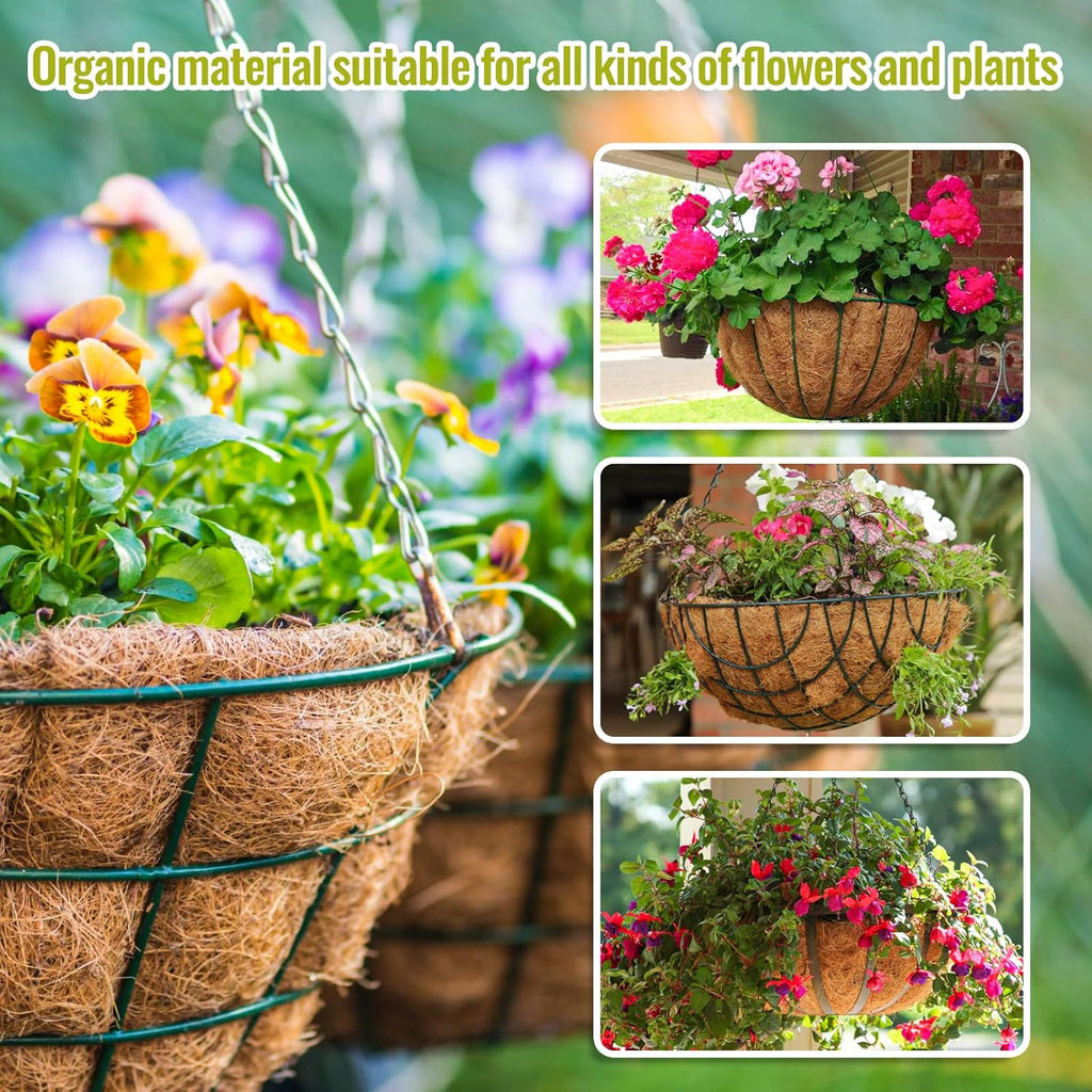 3 Pack 14 Inch Hanging Basket Coco Liners Replacement, 100% Natural Round Coconut Coco Fiber Planter Basket Liners