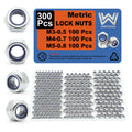 300 Pcs M3 M4 M5 Lock Nuts Kit, 304 Stainless Steel Hardware Nuts