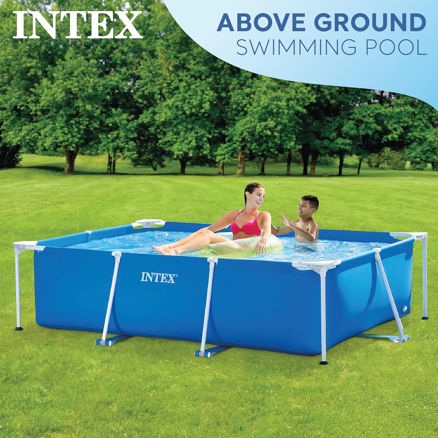 Rectangular Frame 7 ft 2 in x 4 ft 11 in x 23 in Above Ground Pool, Swimming Pool with Steel Frame, Pump Not Included