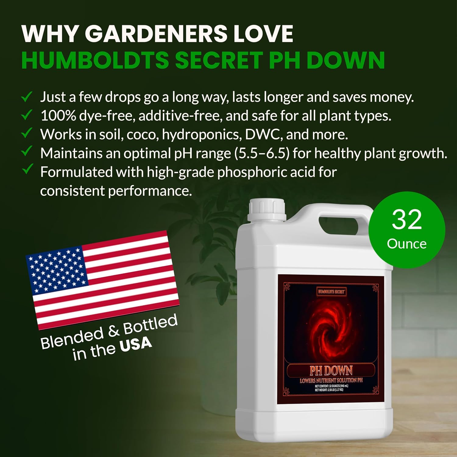 pH Down for Plants | Liquid pH Adjuster and Balancer for Soil Coco Hydroponics | Concentrated Phosphoric Acid