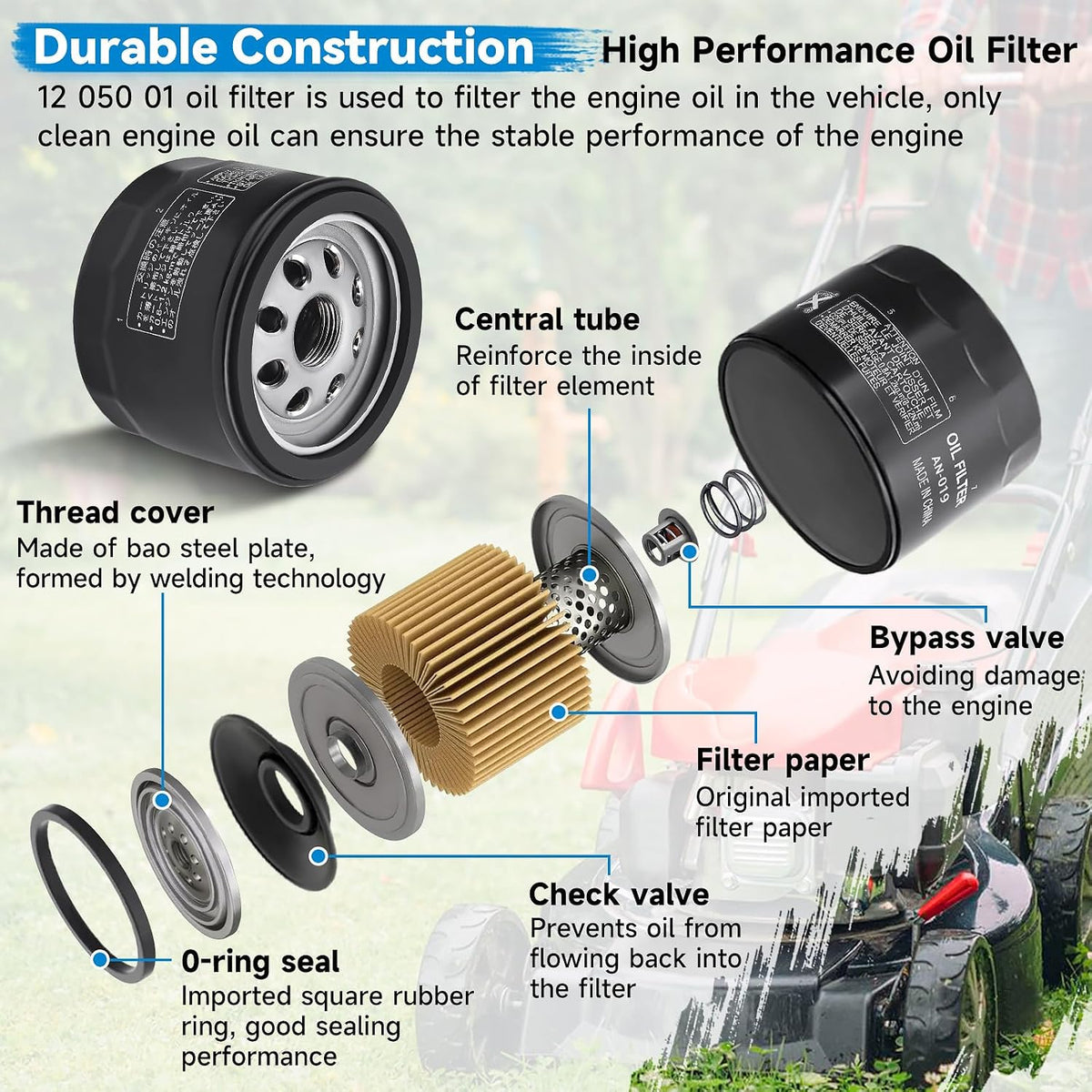 12 050 01 Oil Filter AM125424 for Kohler Engine Lawn Mower