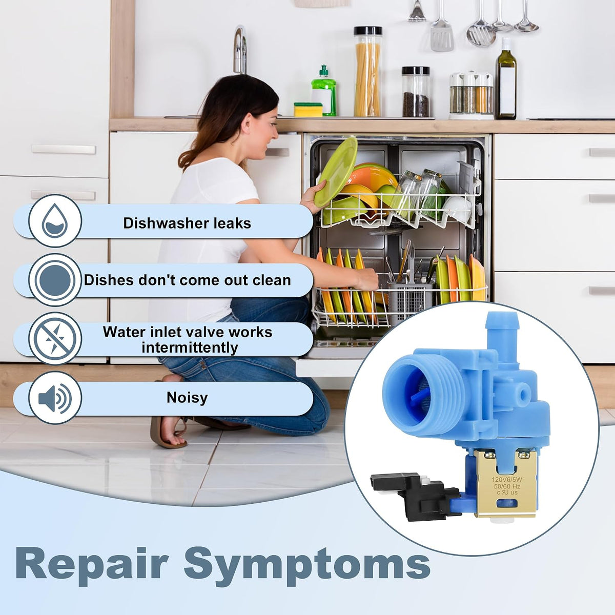 W11175771 W10327249 W10327250 Dishwasher Water Inlet Valve