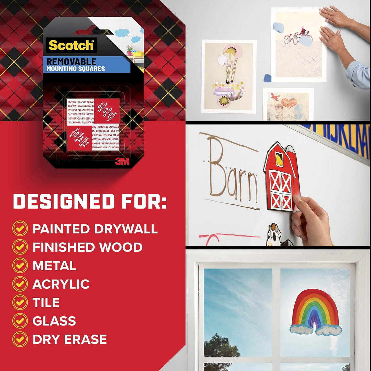 Removable Double-Sided Mounting Squares, 432 Squares per Pack