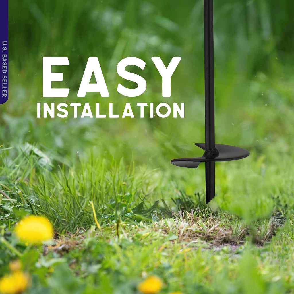 Ground Anchors, 15 Inch - 8pk Black Shed Anchor Kit Greenhouse Tie Down Ground Stakes with Drillable Eyebolt