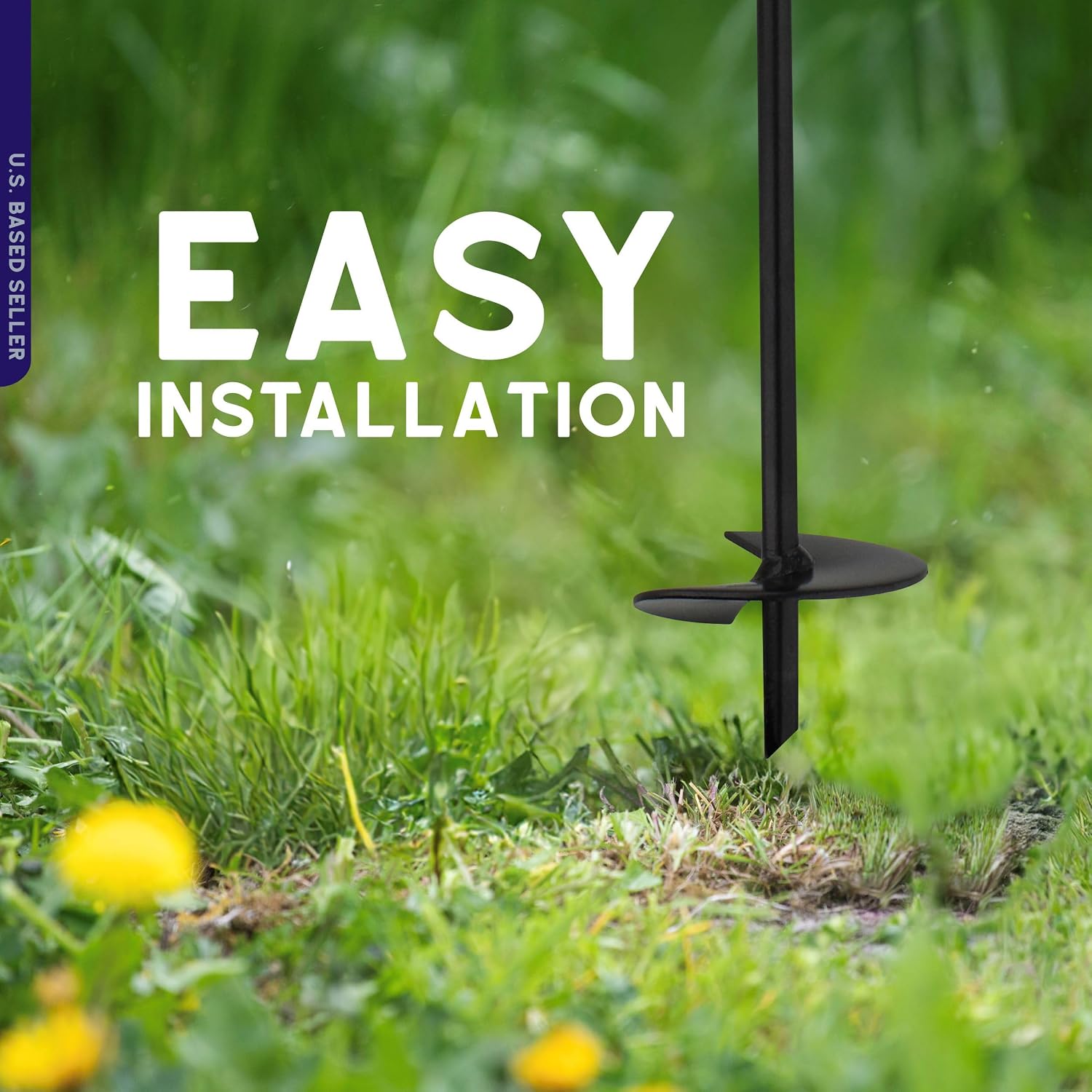 Ground Anchors, 15 Inch - 8pk Black Shed Anchor Kit Greenhouse Tie Down Ground Stakes with Drillable Eyebolt