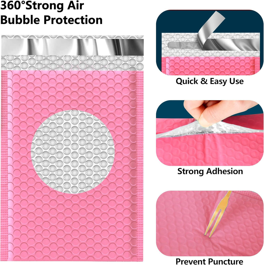 Bubble Mailers 4x8" 50 Pack, Padded Envelopes, Strong Adhesion Padded Mailers, Cushioning Padded Shipping Envelopes