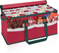 Christmas Ornament Storage Box with Adjustable Dividers Zippered Top Stores up to 128 Holiday Ornaments (3 Inch) Xmas