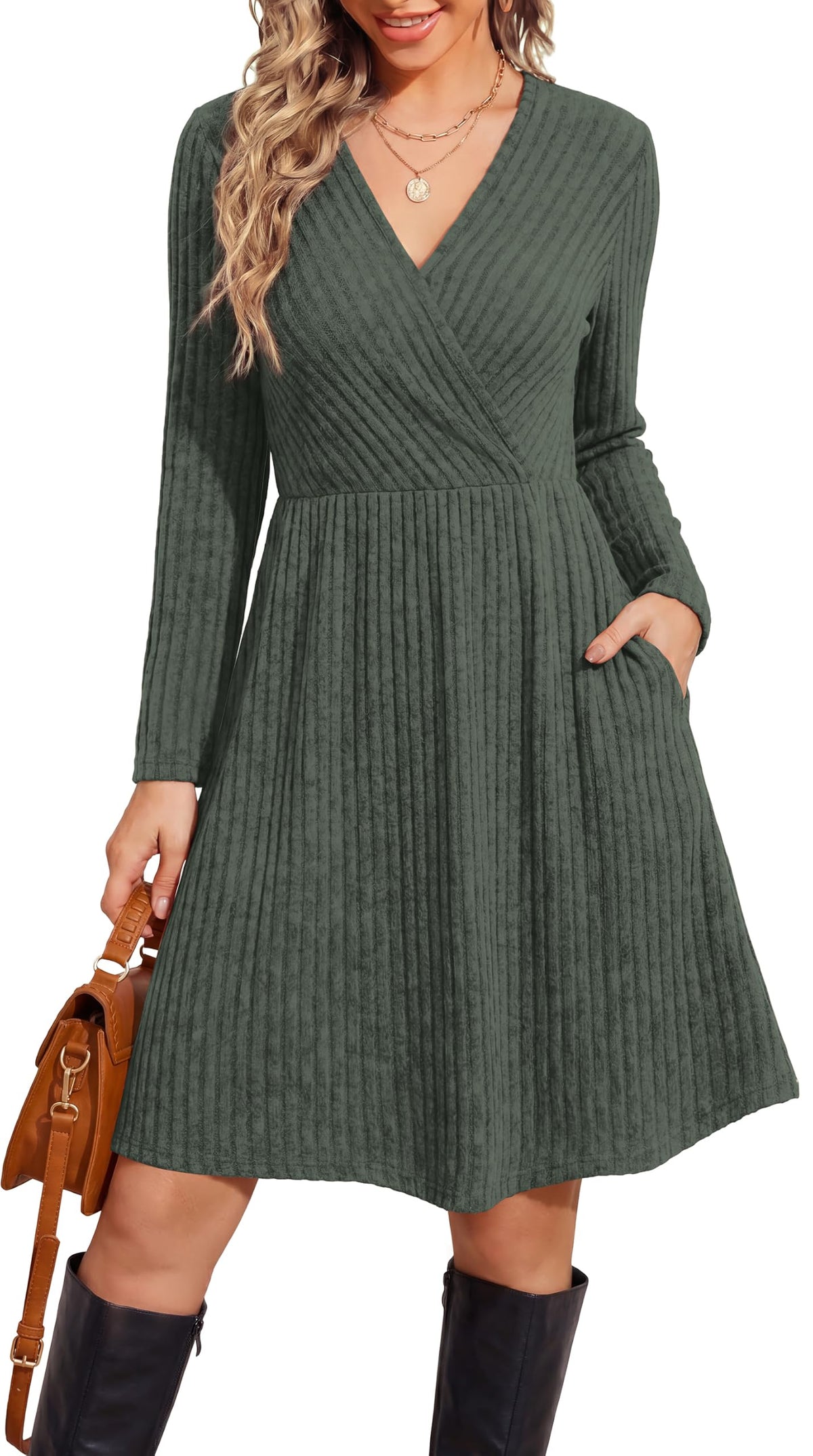 Womens Fall Dresses 2026 Sweater Dress Maternity Clothes Green M