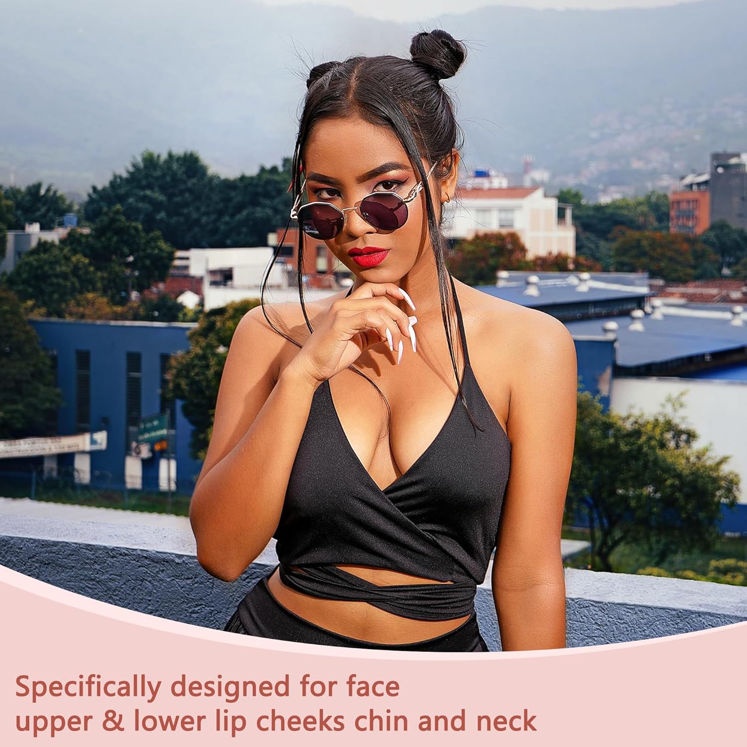 Facial Hair Remover for Women - as Seen on TV Painless Face Shaver - Electric Hair Removal Device for Face Lips Peach