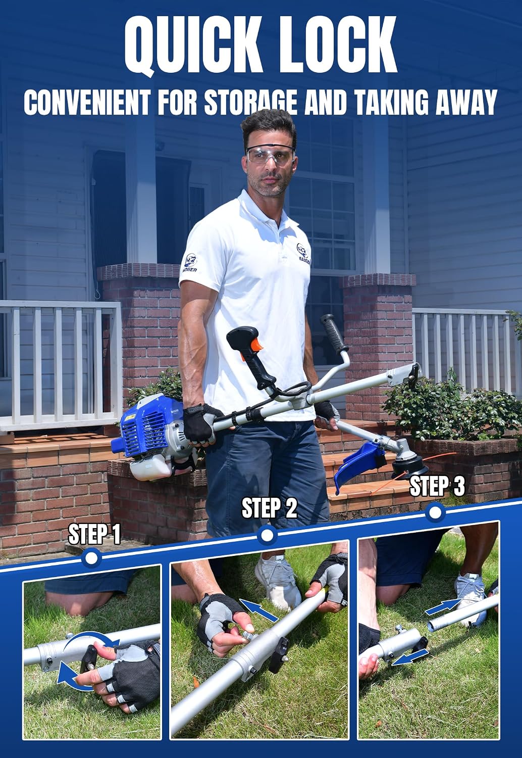 Gen2 52cc 18" Gas SWeed Wacker & Brush Cutter 3 in 1 | 18-inch string-trimmer swath and 10-inch brush-cutter blade
