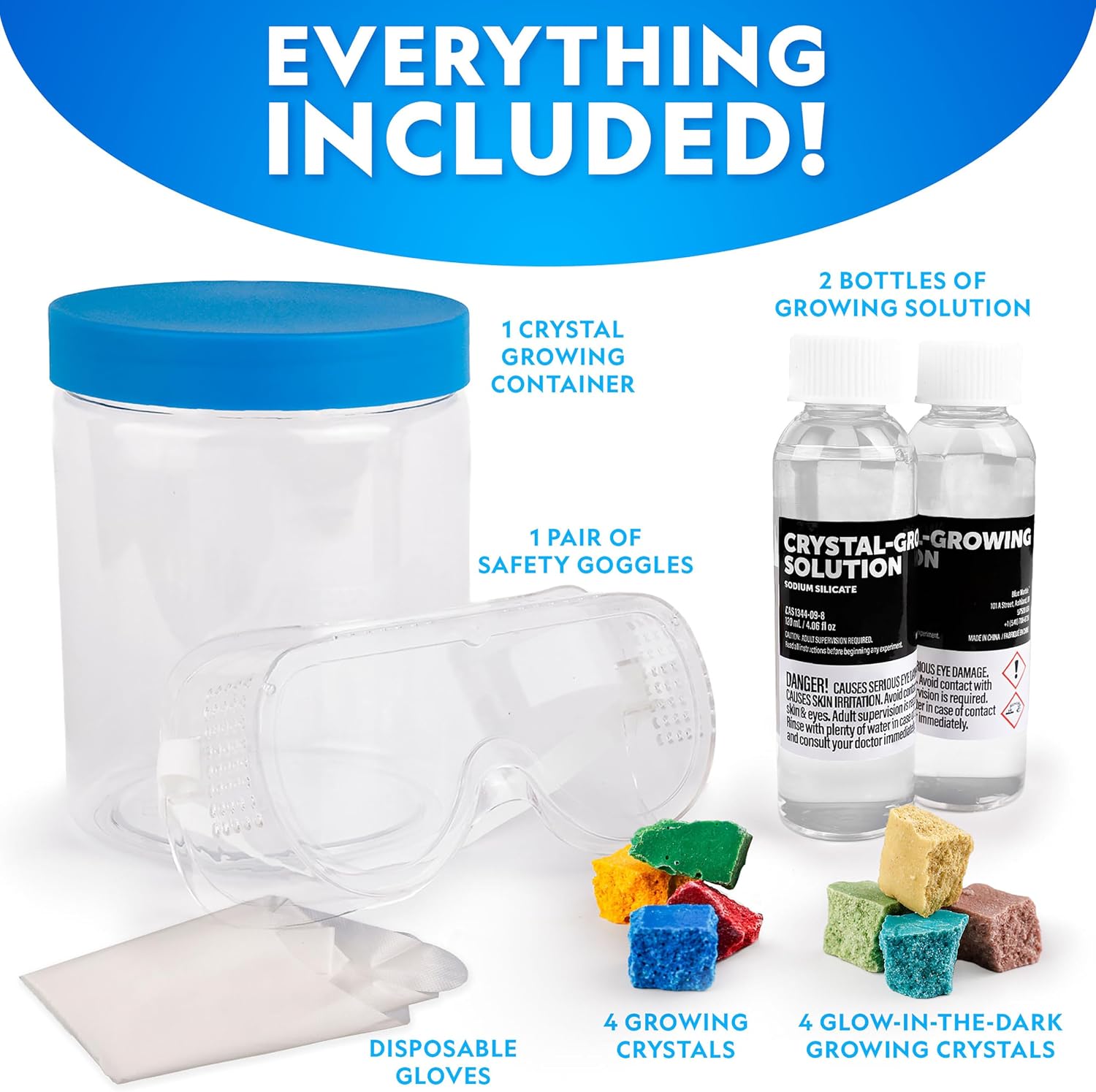 National Geographic Underwater Crystal Growing Aquarium Science Kit | Grow 8 Colorful Crystals Underwater, Secure