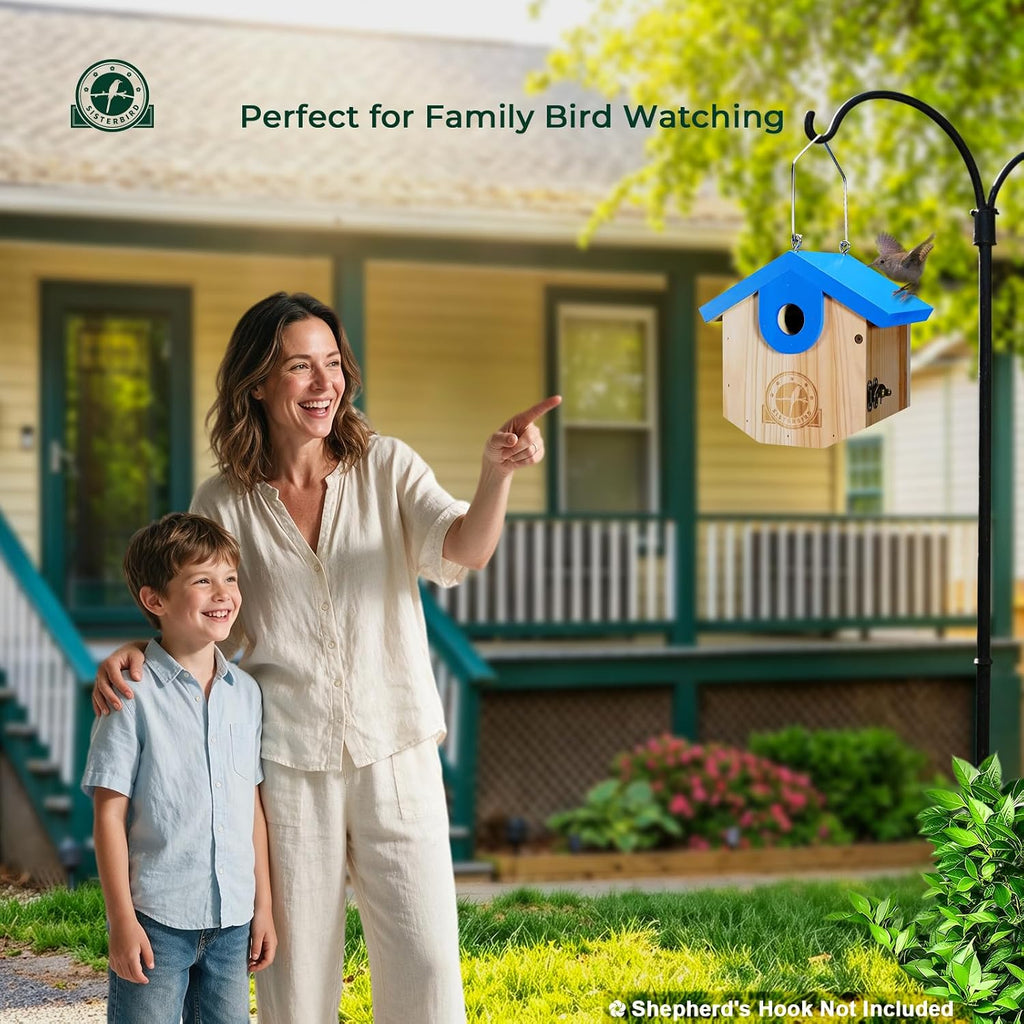 Wren Bird Houses for Outside, Bird House Warming Gifts, Blue