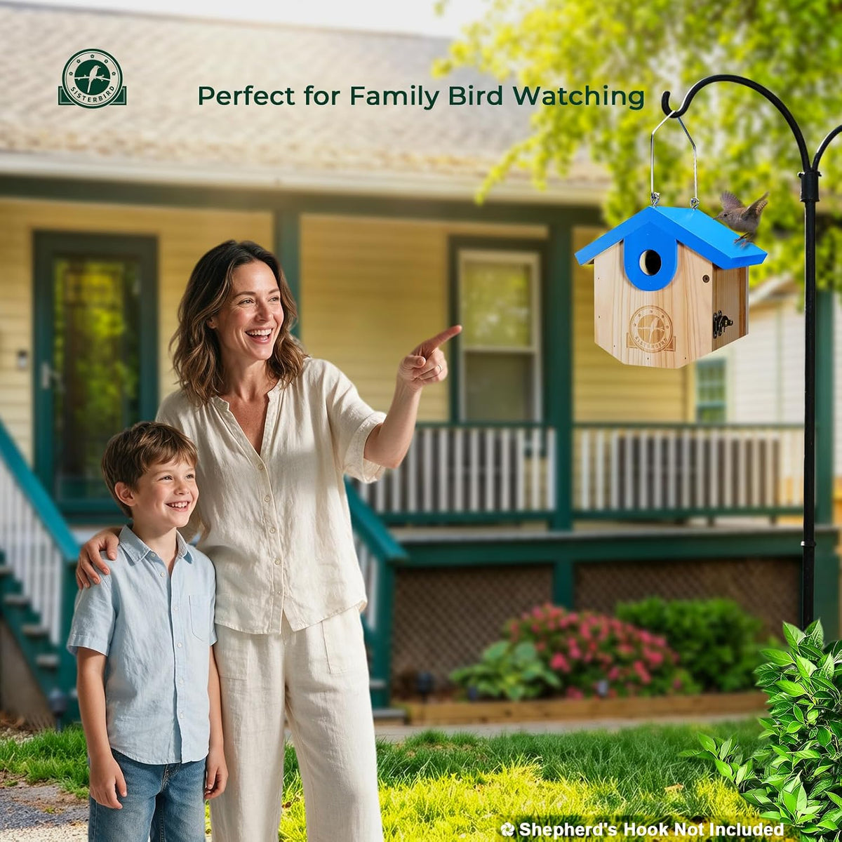 Wren Bird Houses for Outside, Bird House Warming Gifts, Blue