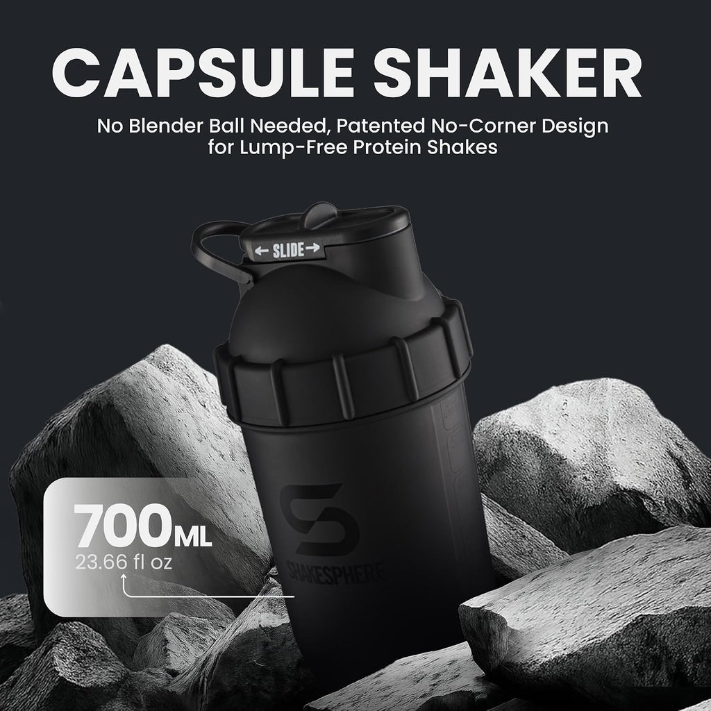 Shaker Bottle - 24oz Leak Proof Protein Shaker Bottle for Pre Workout, Smoothie, and Powder Drink Mixes, No-Blade