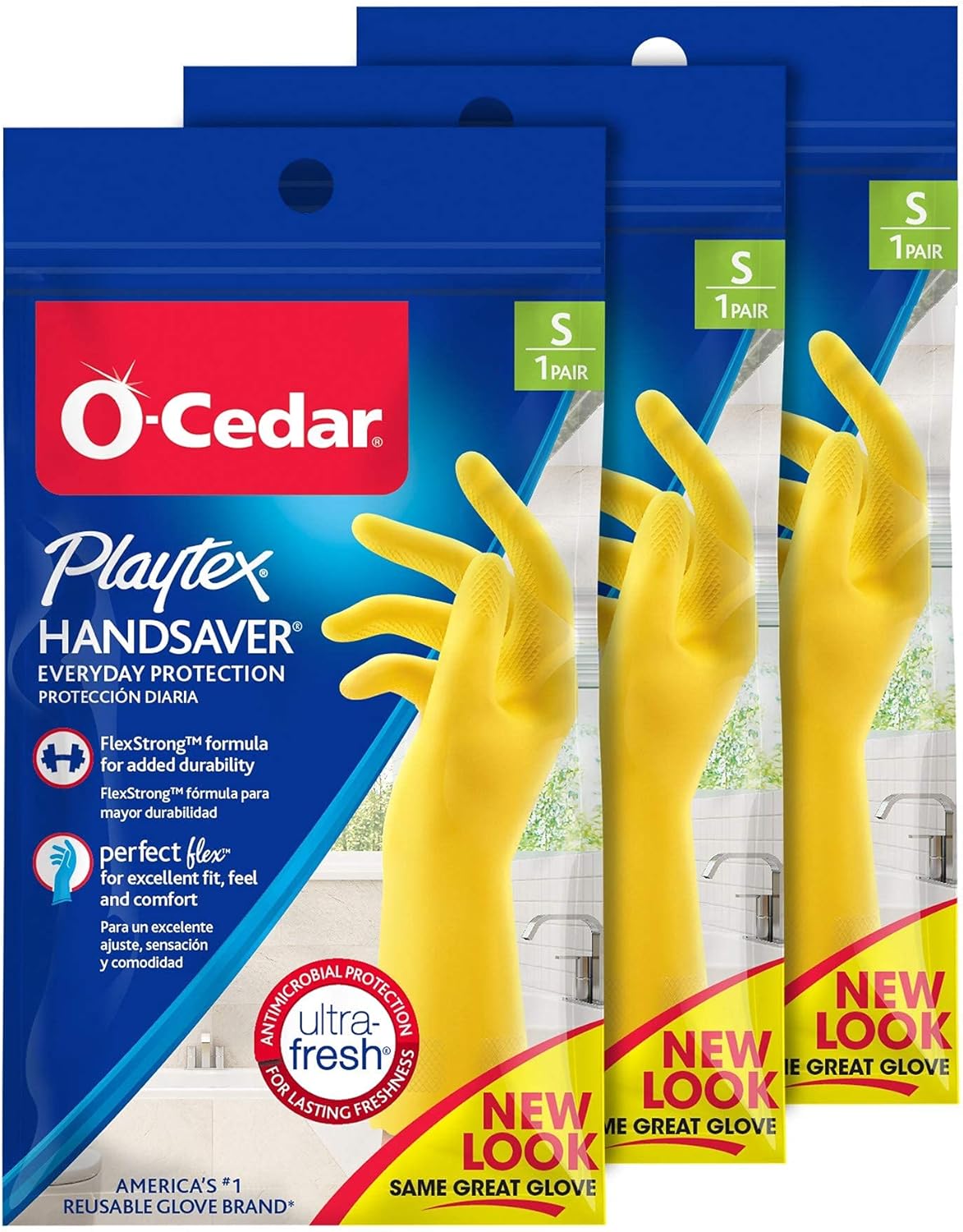 HandSaver Reuseable Rubber Cleaning Gloves (Small, 3 Pairs), Everyday Protection Reusable Household Gloves