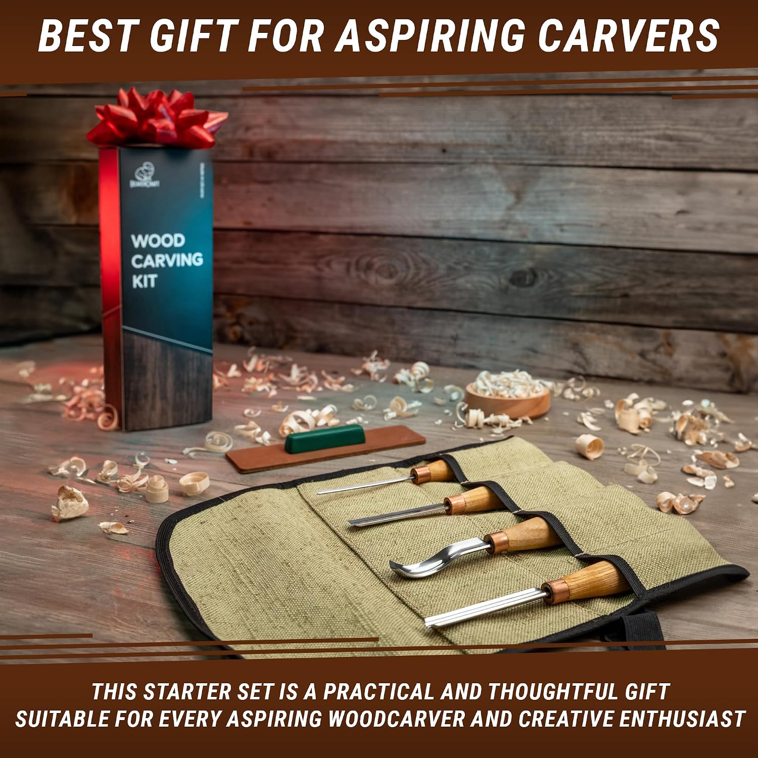 Wood Carving Gouges Chisels Kit SC01 - Wood Spoon Carving Chisel Set - Whittling Tools Includes Radial Gouges, Flat