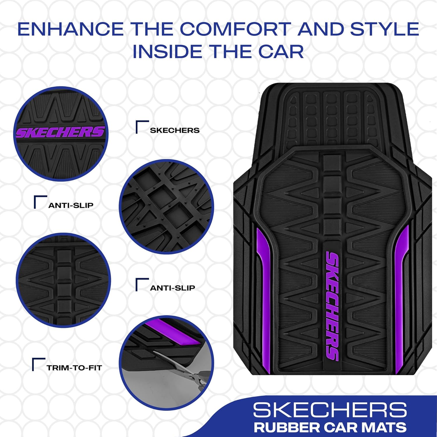 Car Floor Mats,Heavy Duty Rubber Car Mats Full Set,All Weather Floor Mats,Waterproof TrimTo Fit Universal Floor Liner