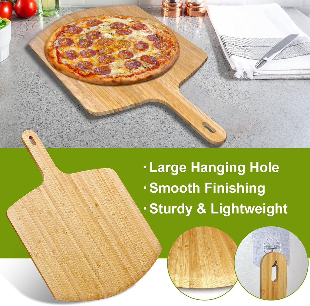Pizza Peel 12 inch 2pack Bamboo Wood Pre Paddle Spatula Turner for Oven