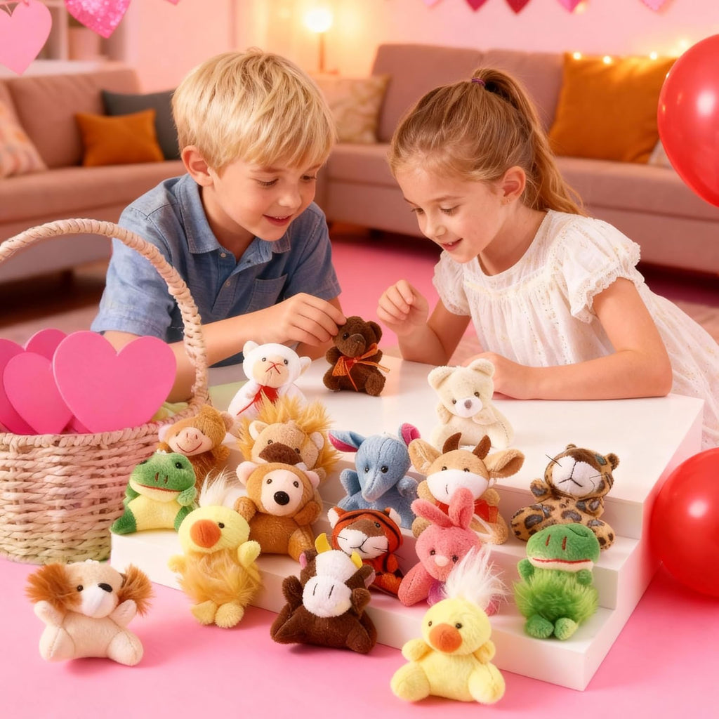 24 Pack Mini Animal Plush Toy Assortment (24 Units 3" Each), Animals Keychain Decoration for Kids, Small Stuffed
