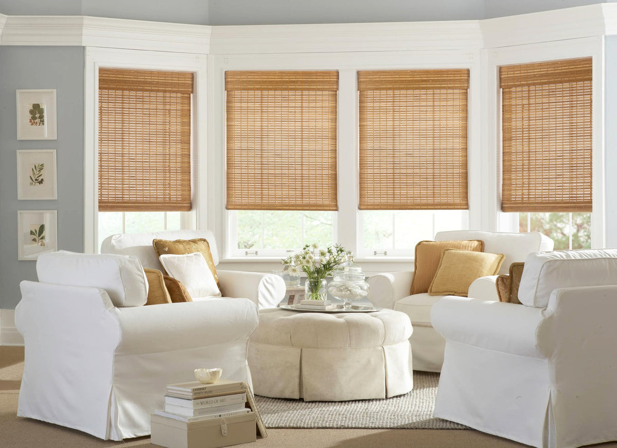 No Drill Bamboo Roman Shades, 20x64, Squirrel