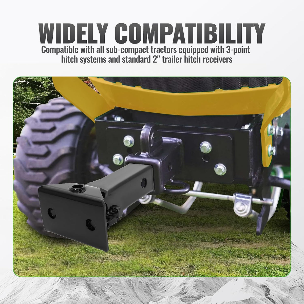 Sleeve Hitch Adapter for 2" Receiver Compatible with 3-Point Hitch Sub-Compact Tractor Steel Lawn Garden Farm Tractor
