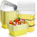 50 Pack Small Aluminum Pans with Lids, 1.5 LB Heavy Duty Disposable Foil Cake Baking Tins, Bread Loaf Pans Takeout