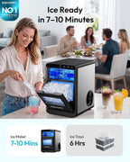 Nugget Ice Maker Countertop, 44lbs/24H, Ready in 7-10Mins, Black