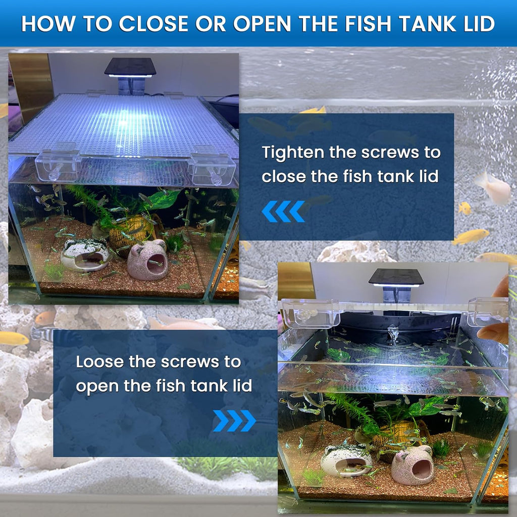 Aquarium lid Clips Fish Tank top Cover lid Support Holder Clip for Rimless or Rim Fish Tank (Transparent, 6pcs Fish