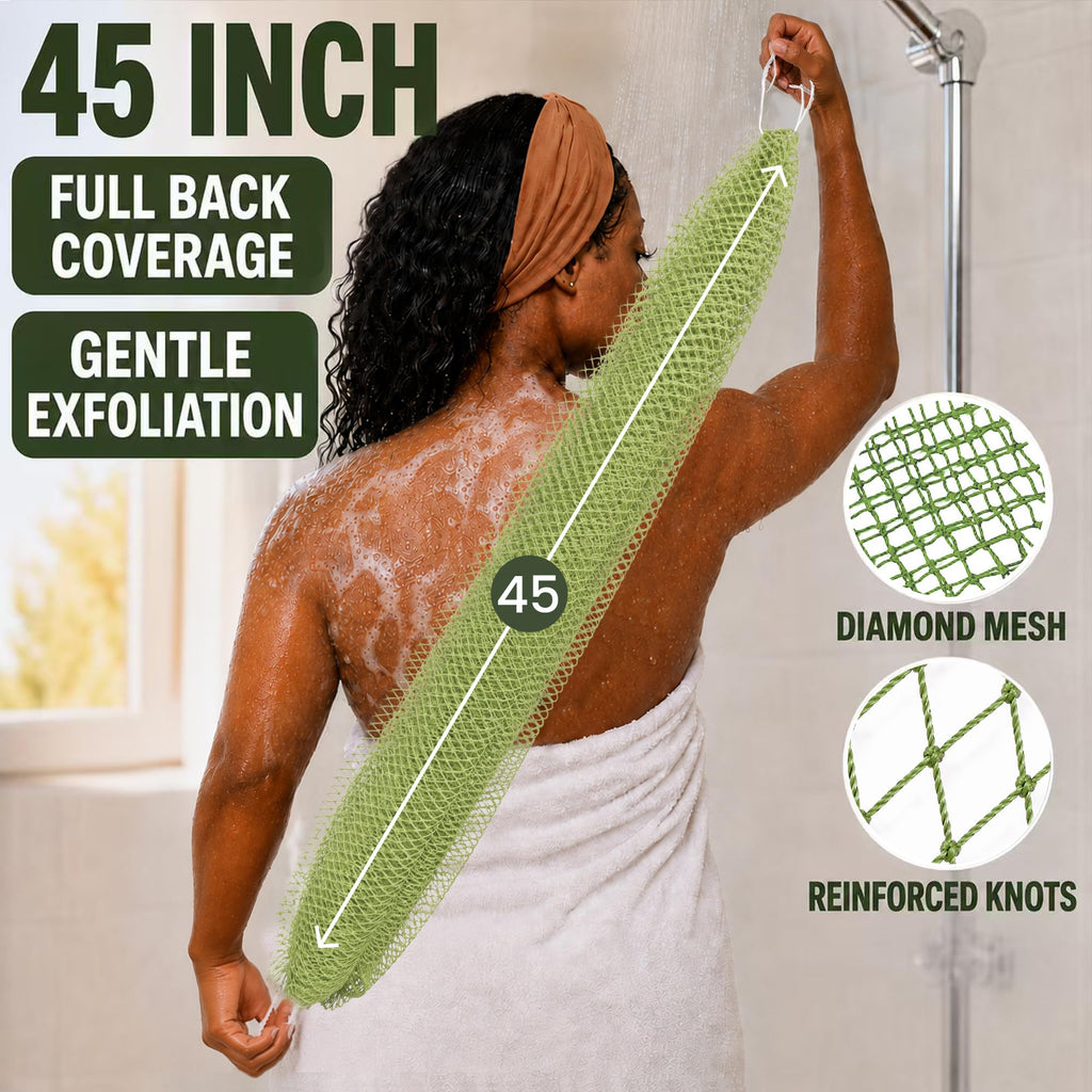 African Net Sponge, Exfoliating Body Scrubber for Back, 3 Pack