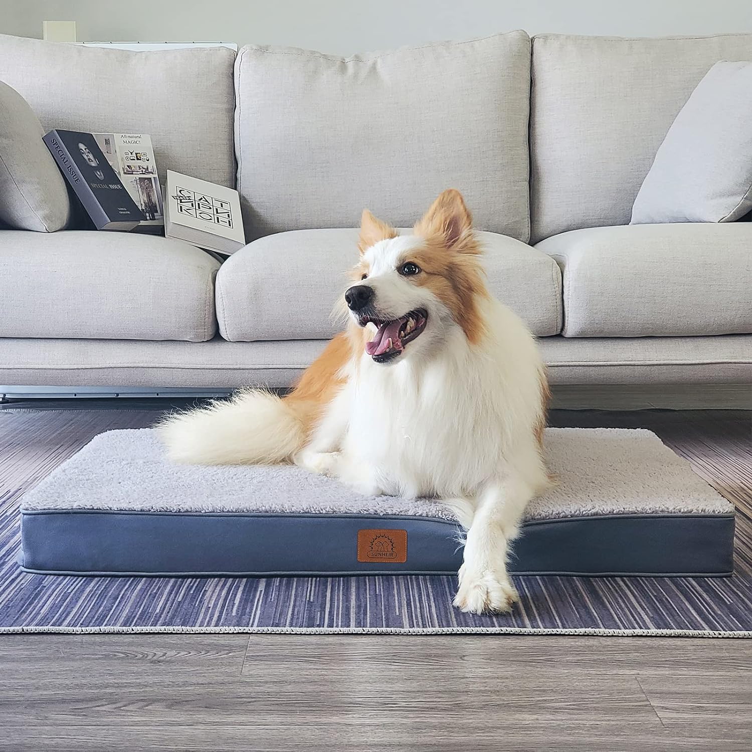 Orthopedic Dog Bed for Large Dogs - Big Waterproof Dog Crate Bed with Removable Washable Cover, Egg Crate Foam