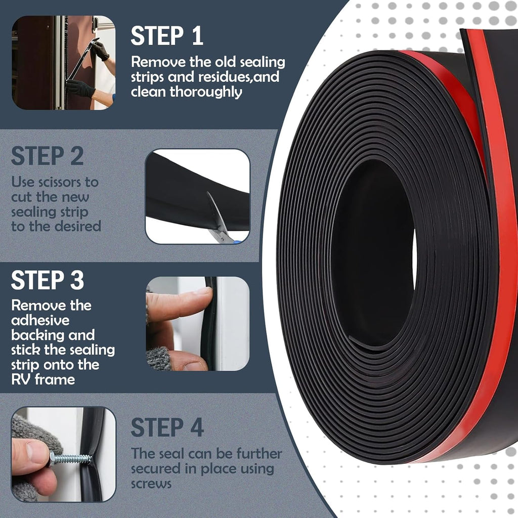 4 Inch RV Slide Out Seal, Rubber Weather Stripping Wiper(25Ft)