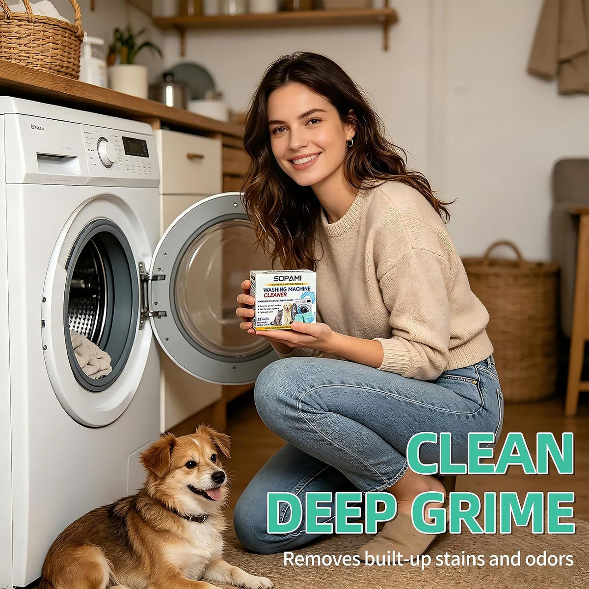 Washer Cleaner Tablets 12-Pack deep clean Pet Hair & Odor Remover
