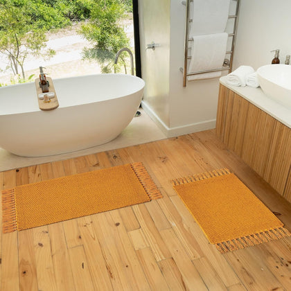 Set of 2 Soft Boho Bathroom Rugs - Beautiful Boho Cotton Rugs that Fit Perfectly Into Your Bath or Kitchen