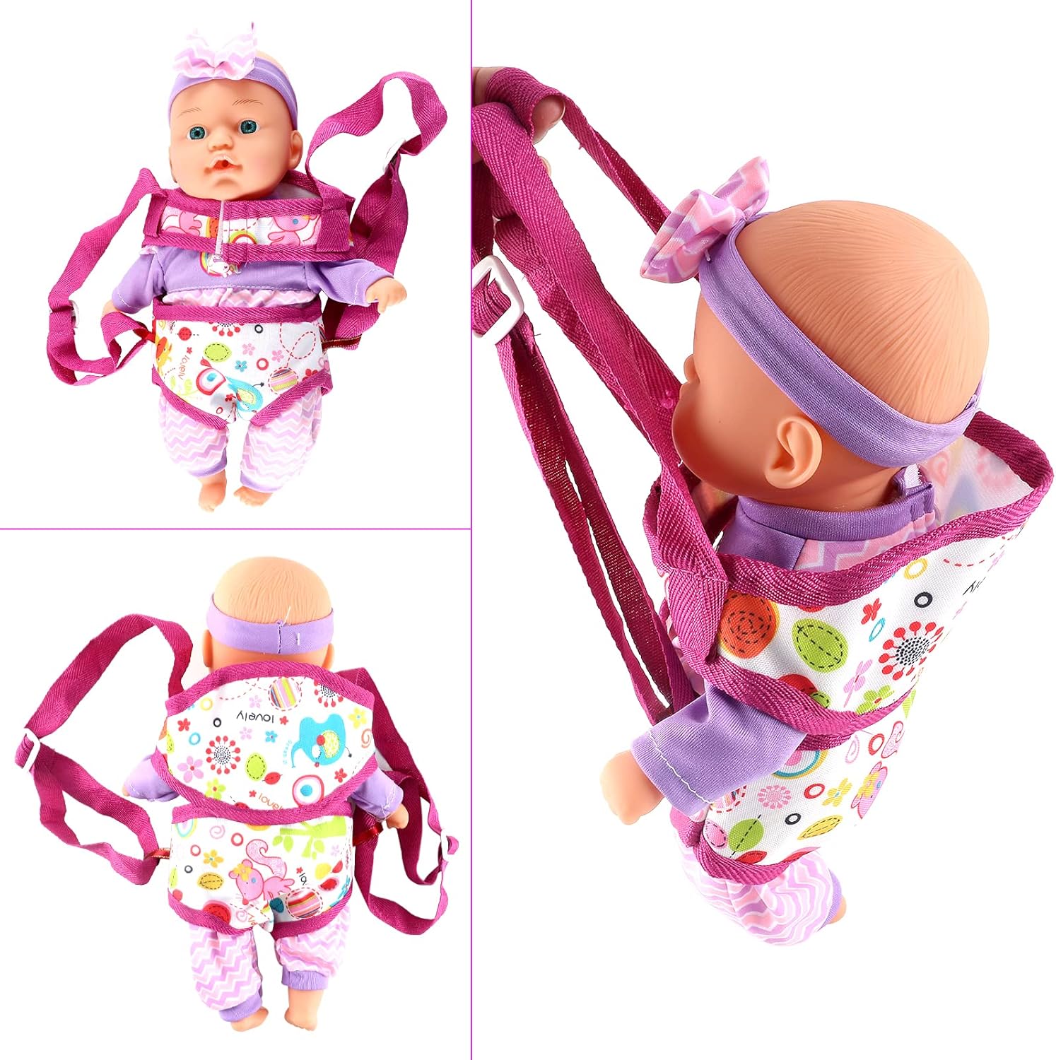 Kids Baby Doll Stroller Nursery Role Play Set with a Variety of Feeding Toy and Play Mat Travel Cot Baby Carrier
