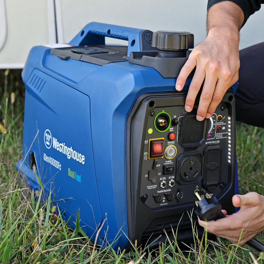 4000 Peak Watt Super Quiet Dual Fuel Portable Inverter Generator, Remote Electric Start, Gas & Propane Powered, RV